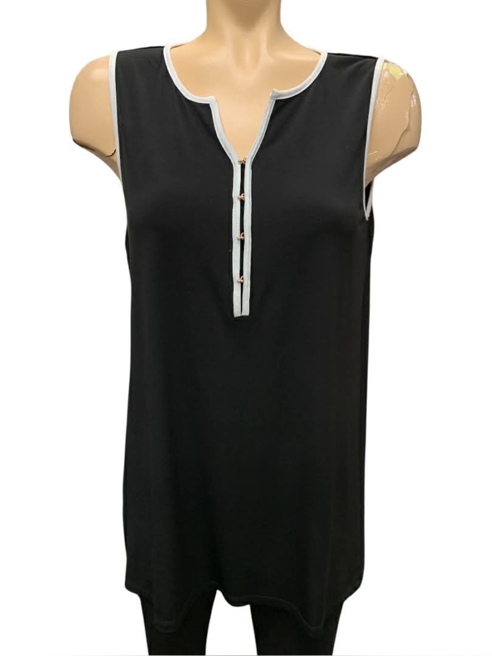 Ivanka Trump Black Sleeveless Tunic with White Trim Size S